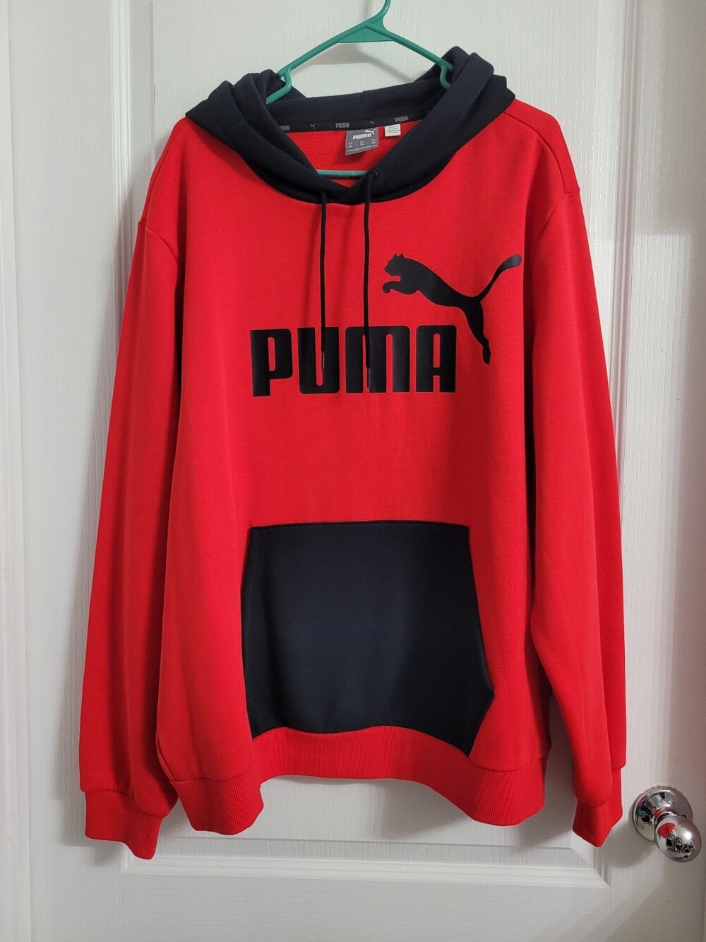 Puma Big Logo Hoodie Mens XXL Red Pullover Sweatshirt. B3
